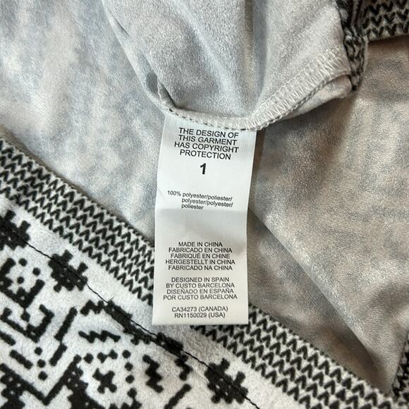 Custo Barcelona cap sleeve geometric patterned black grey white mini dress, 1 XS - Picture 7 of 8